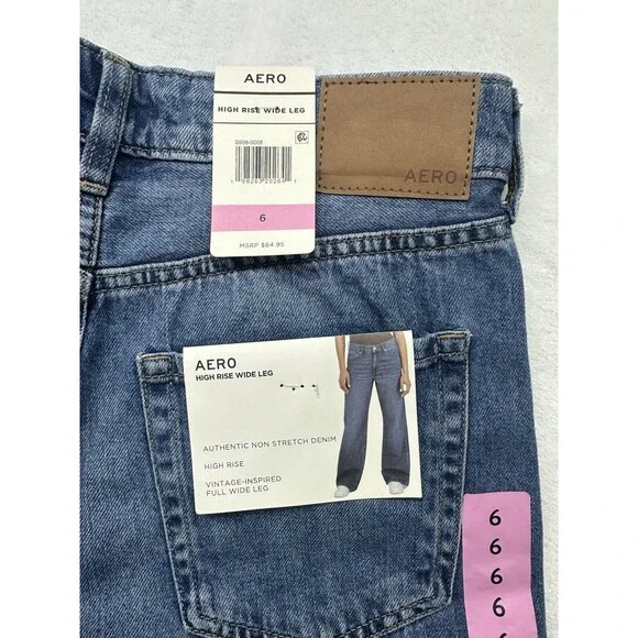 AERO High Rise Wide Leg Jeans Juniors Size 6 Vintage Inspired Non Stretch Denim - Picture 4 of 6